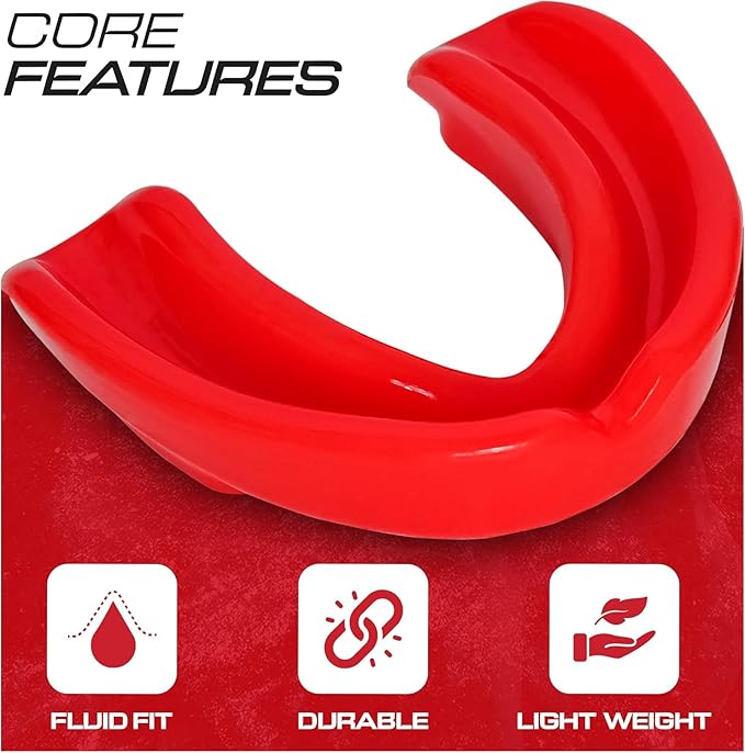 Sports Mouth Guard for Kids,Youth,Boys,Girls,Child Teen Mouthguard with Case (BPA Free) for Boxing, Martial Arts,MMA Karate,Lacrosse,Football,Soccer and All Contact Sports (RED)