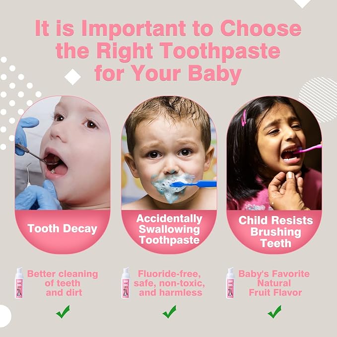 NOHOO Fluoride Free Foam Toothpaste Kids Fruit Flavour,Natural Training Toothpaste for Baby Toddler Children Oral Cleaning and Cavity Protection(Orange + Peach)