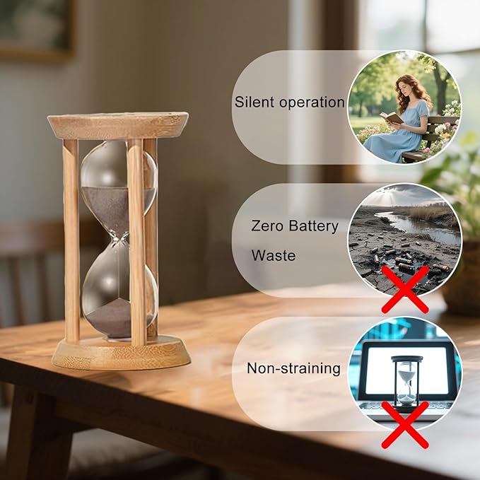 1 Minute Sand Timer,Mini Hourglass 1 Min,Small Wooden Frame Sandglass,Brown Sand Watch for Classroom,Baking,Game,Desk Decor