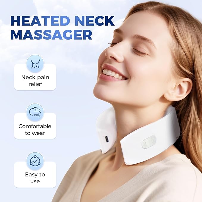 4-Head Electric Massagers Set, Vagus Nerve Stimulator Neck, 6 Modes & 16 Levels, Ergonomic Design, Promote Muscle Relaxation (White)