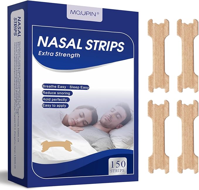 MQUPIN 150 Counts Nasal Strips Upgraded, Drug-Free, Safe, Long Effect, Reduction Snoring, Nasal Strips for Snoring Congestion Relief(66mm*19mm)