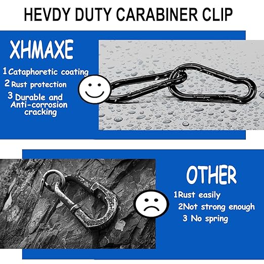 40PCS M6 Black Carabiner Clip, 2.36Inch Snap Hook Quick Link Small Carabiner Clips,Spring Link Buckle for Fishing Camping Hammock Dog Leashes-270LBS Holding Capacity