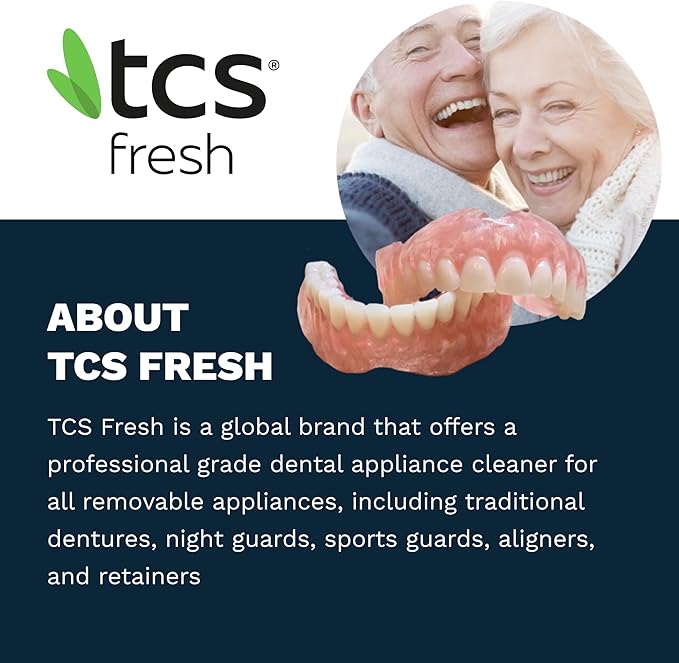 TCS Fresh Soft Bristle Denture Brush with Handle, Ergonomic Toothbrush for Cleaning Dental Appliances (3 Pack)