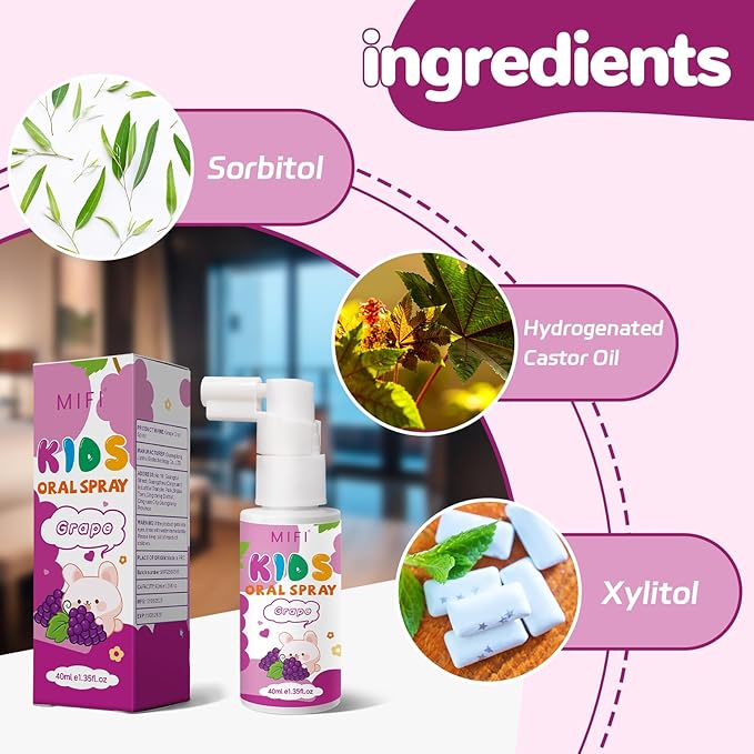 PEGO Kids Oral Spray - Fresh Breath for Children & Toddlers, Fruit-Flavored Oral Care Spray, Easy to Use, Perfect for Home & Travel for Baby's Daily Oral Care (1Pack, Grape)