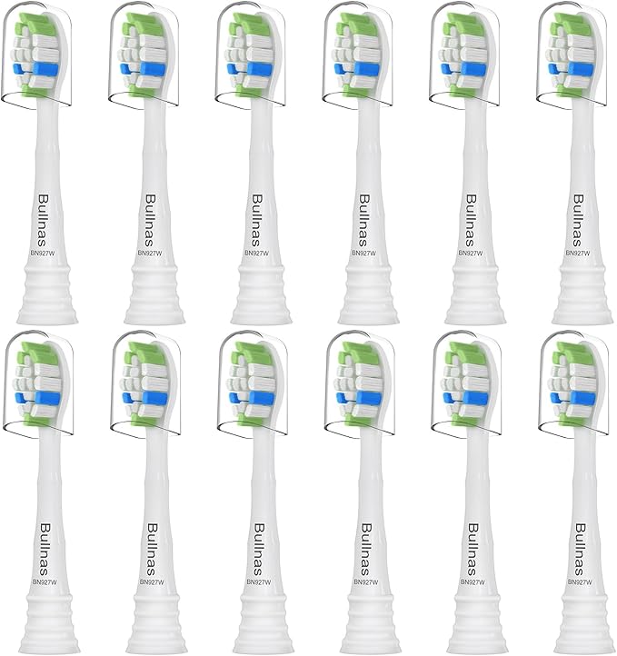 Replacement Toothbrush Heads Compatible with Philips Sonicare, W Brush Head for Phillips Sonicare C-1 C-2 4100 5100 5300 6100 Electric Toothbrushes, White, 12 Count