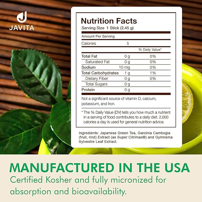 Lean + Green, Premium, 100% Japanese Matcha Green Tea, Garcinia Cambogia (as Super Citrimax) & Gymnema Sylvestre, for Weight Management, Appetite Control 24 ct - 1 Box, Javita