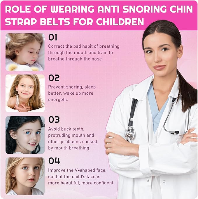 2025 Anti-Snoring Chin Strap for Sleeping Kids - Professional Anti-Snoring Solution, Small Chin Strap for Snoring,Breathable and Adjustable, Fits Kids 3'9"-5'3" Tall and Weighing 33-132 lbs