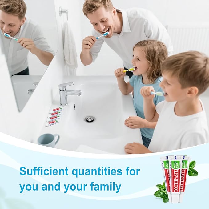 100 Tubes Travel Size Toothpaste in Bulk, Disposable Mini Mint Compact Small Pocket Size Essential Toothpaste for Vacation Hotel Shelter Homeless Nursing Home Charity Camping Single Use 0.17 oz/ 5g