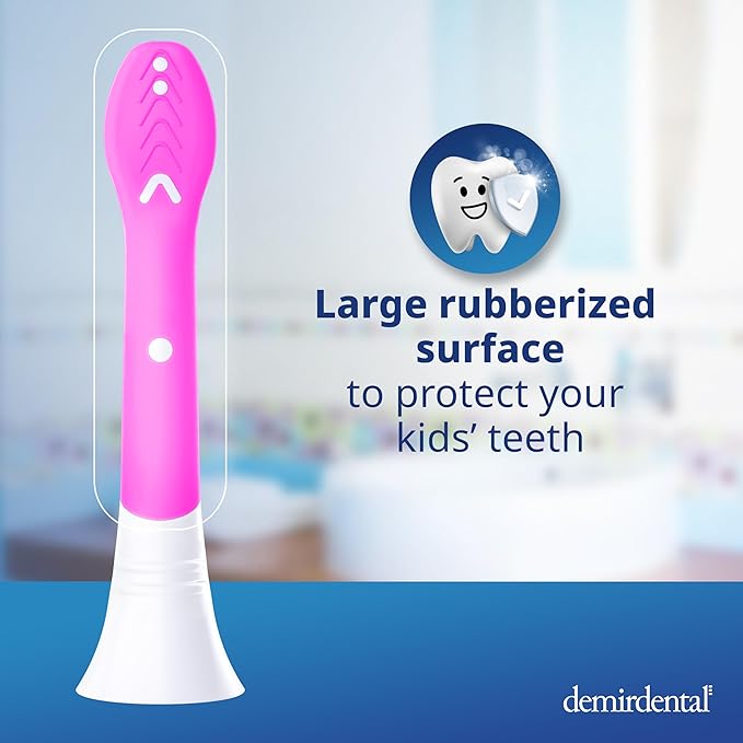 demirdental Kids Mini Toothbrush Heads Compatible with Philips Sonicare Compact Kids Toothbrush Heads - Replacement Heads Sensitive - Brush Heads from Ages 3 to 6 - Magenta - Replaces HX6038-8 Pack