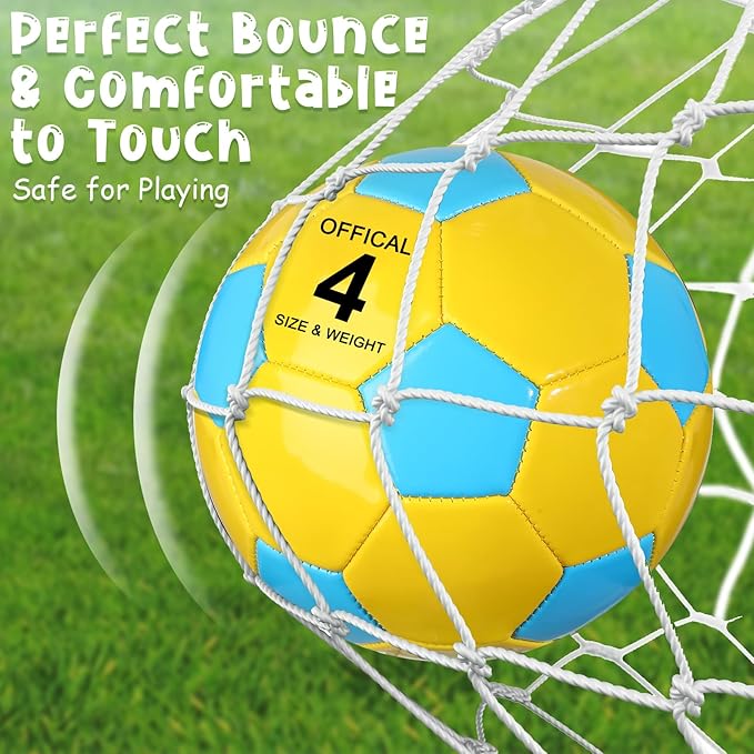 HyDren 6 Pcs Soccer Ball with Pump Colorful Official Soccer Ball for Kids Youth Adult Indoor Outdoor Soft Sport Gift for Training Practice Game