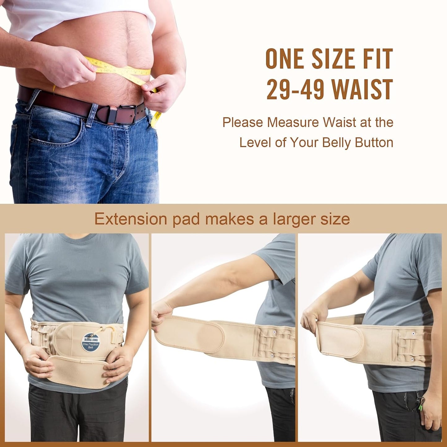 HONGJING Electric Pump Decompression Belt for Lower Back Pain Relief, Inflatable Back Reliever Lumbar Support Brace, One Size Fits 29-49 Waist