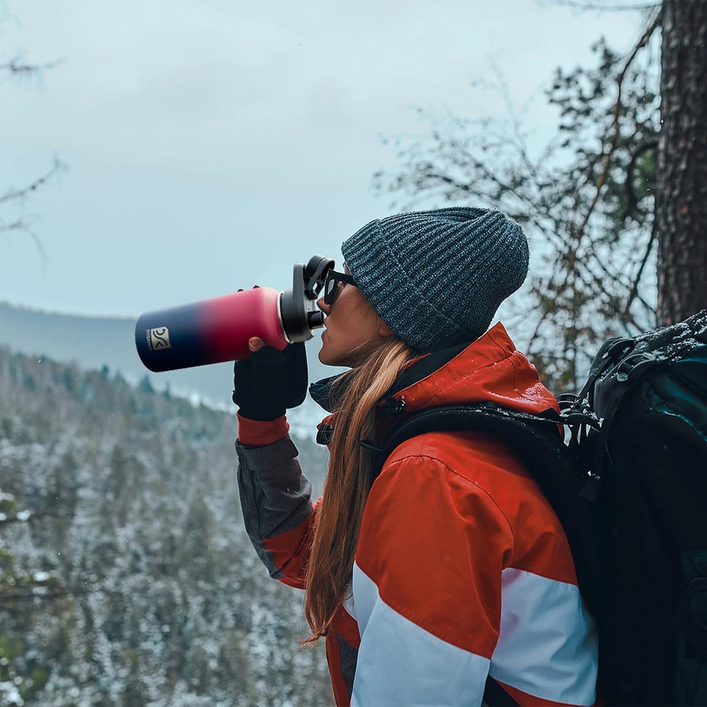Insulated Water Bottle | Thickened Stainless Steel Vacuum Metal | Portable Sports Water Jug for Gym and Hiking with Straw, Carrier Bag, Handle Strap | BPA-Free 32 oz