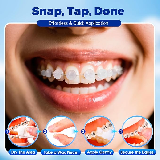 240 Pieces Pre-Cut Orthodontic Wax for Braces, Individually Wrapped Dental Wax for Braces Relief, Easy to Use, Unscented，Safe & Gentle, Hygienic orthodontic dots for Orthodontic Care