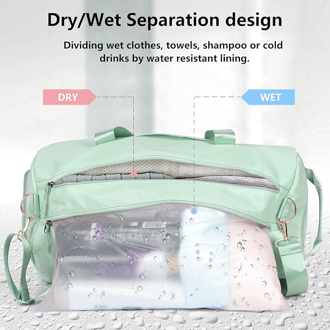 MABROUC Duffle Bag For Women, Sports Duffel Bag for Gym with Wet Pocket & Shoe Compartment, Overnight Weekender Travel Bag