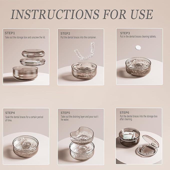 2 in 1 Retainer Case Retainer Bath Case for Cleaning and Store Retainer Mouth Guard Aligner Night Guard Partial Denture, All-in-one Retainer Bath and portable storage case