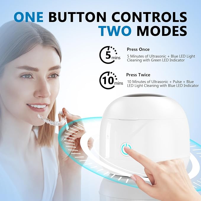 Ultrasonic Retainer Cleaner Machine 45kHz 200ml Portable Ultra Sonic Retainer Cleaner for Dental Retainer Mouth Guards Aligner Night Guard Braces Toothbrush Jewelry