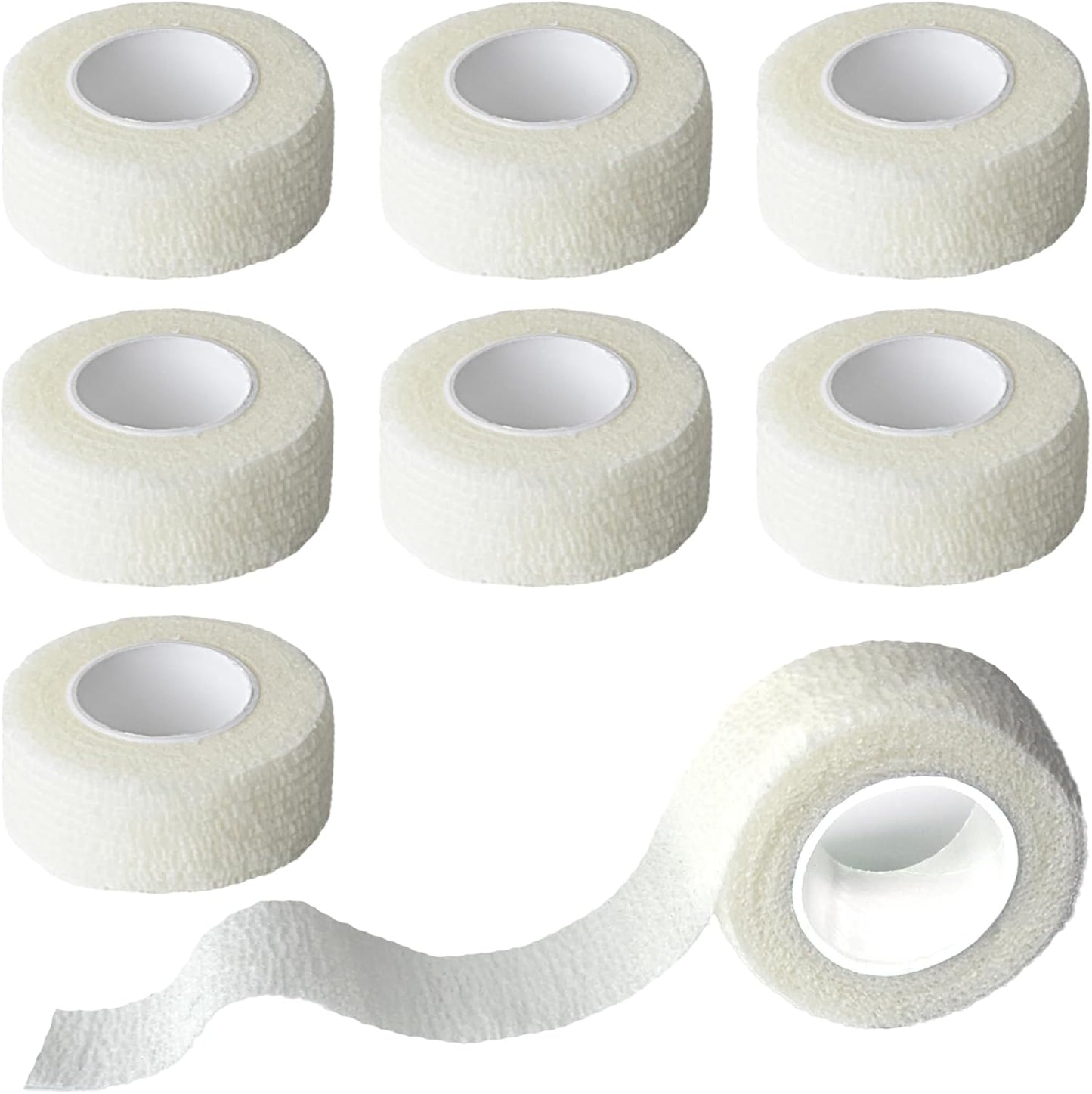 8 Pack 1 in x 5 Yards Cohesive Wrap Self Adhesive Bandage Wrap Elastic Self Adherent Wrap Self Stick Vet Tape for Athletic, Wrist, Ankle, Knees, Pets (White)