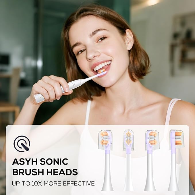 ASYH 4Pcs Replacement Toothbrush Heads Compatible with Philips Sonicare Snap-on Electric Toothbrushes, Medium Soft Brush Heads (Orange)