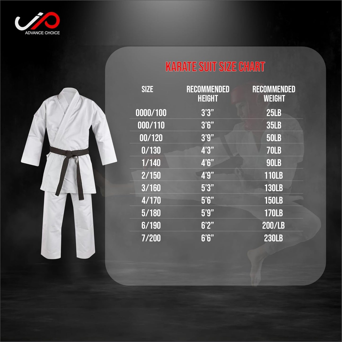 JP White Karate Uniform for Kids & Adults Lightweight Student Karate Gi Martial Arts Uniform with Belt