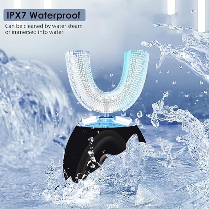 FULYA Ultrasonic Toothbrush with Teeth Whitening Mousse, Automatic Tooth Brush for Adult, 360° Sonic Toothbrushes Waterproof, Rechargeable Electric Ultrasonic Tooth whitening Brush