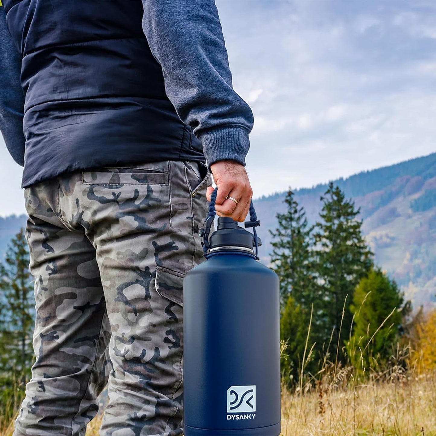 1 Gallon Water Bottle Insulated | Thickened Stainless Steel Vacuum Metal Water Jug | Portable Sports Large for Gym and Hiking with Straw, Carrier Bag, Handle Strap | BPA-Free 128 oz