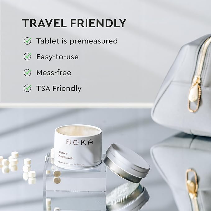 Boka Travel Size Mouthwash Tablets + Vital Bite Oral Pre + Probiotics Fluoride Free & Alcohol Free