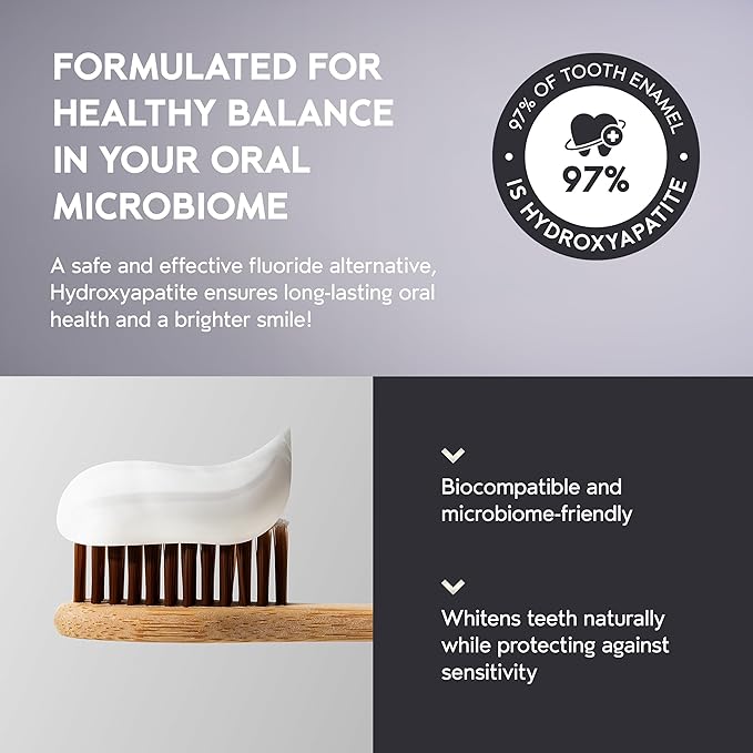 InoPro Natural Whitening Hydroxyapatite Toothpaste with Probiotic for Sensitive Teeth, Fluoride Free Enamel Repair Remineralizing Toothpaste, SLS Free, Baking Soda, Coconut Oil, 5oz