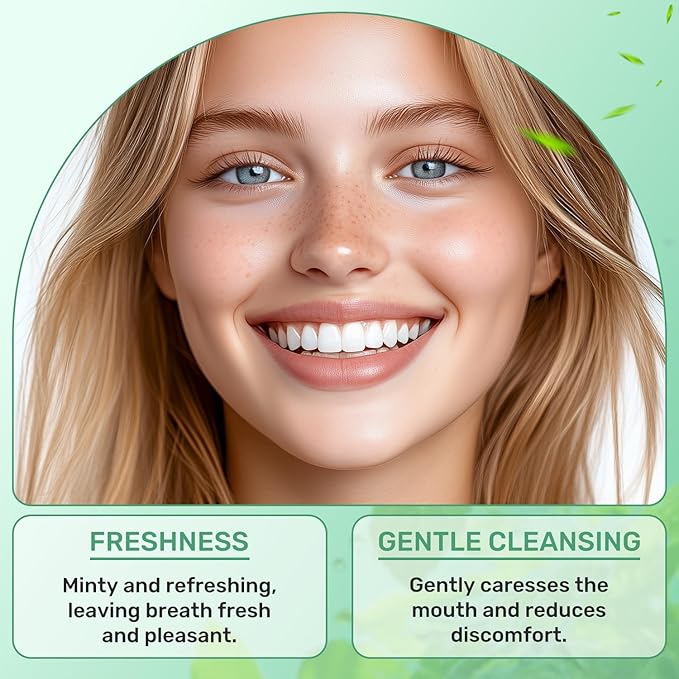 Spearmint White Oils Pulling Rinse-Natural Mouthwash with Organic Cold-Pressed Coconut Oil，White Oil Pulling Rinse for Teeth and Gums，Fresh Breath & Oral Care（2pc）