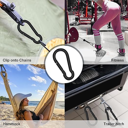 KINLINK 15 Pack Black Carabiner Clip, 3.54 inch Heavy Duty Spring Snap Hook, Caribeener Clips for Camping, Hiking, Travel, Fishing, Quick Link Keychain, Water Bottle, Backpack