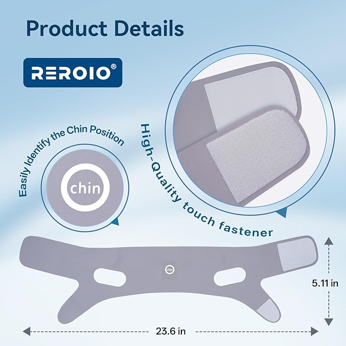 Chin Strap for Sleeping with 4-Side Adjustment, Anti Snoring Chin Strap Elasticity for Adults, Anti Snoring Devices Breathable and Durable, Snore Stopper for CPAP Users, Gray, M, 2packs