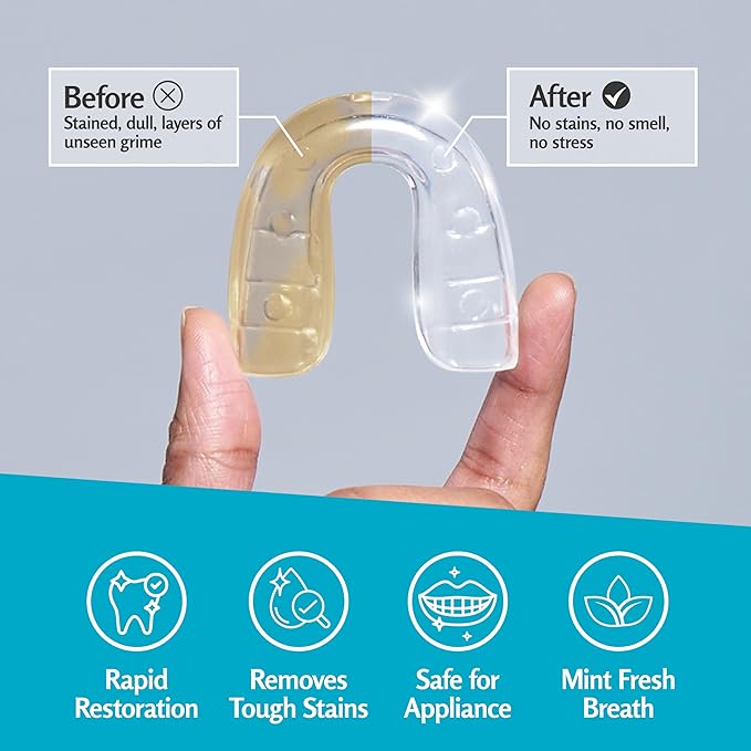Retainer Cleanser Tablets Invisalign Cleaner, Removes Odors Discoloration Stains and Plaque 4 Month Supply Denture Cleansers Retainers Mouth Guards Denture Bath Mint by M3 Naturals