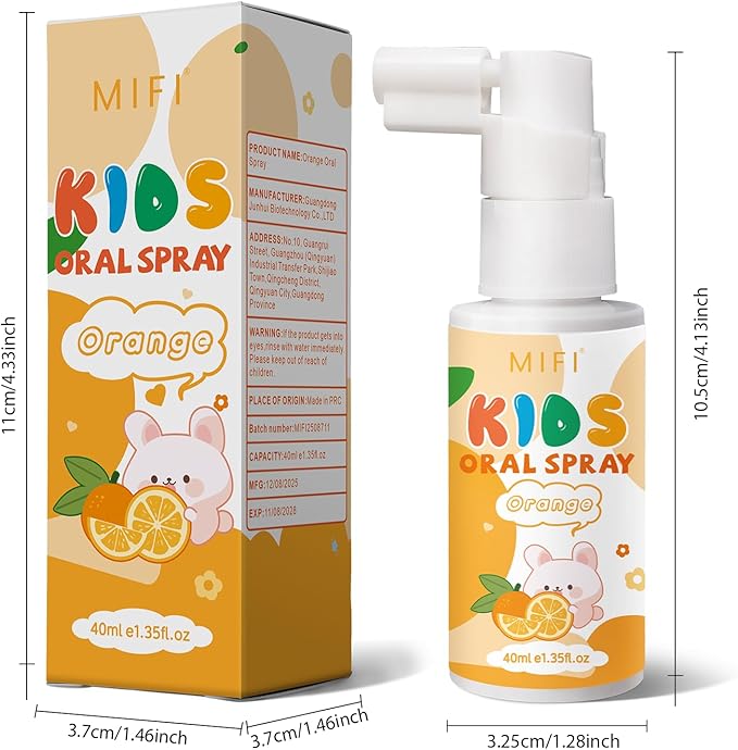 PEGO Kids Oral Spray - Fresh Breath for Children & Toddlers, Fruit-Flavored Oral Care Spray, Easy to Use, Perfect for Home & Travel for Baby's Daily Oral Care (1Pack, Orange)