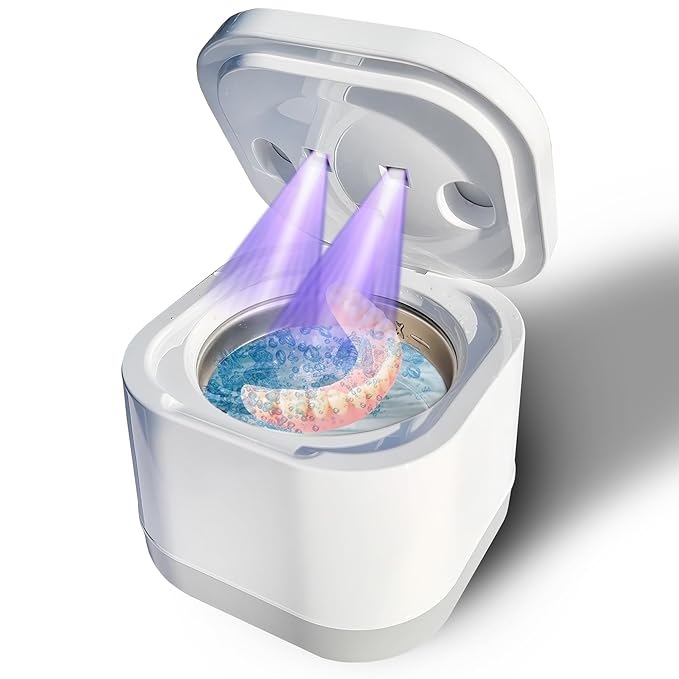 New Ultrasonic Retainer Cleaner with a Larger 200ML Pod, 45kHz Retainer Cleaner Machine for Dentures, Night Guard Cleaner, Mouth Guard Cleaner, Denture Cleaner, Aligner Cleaner