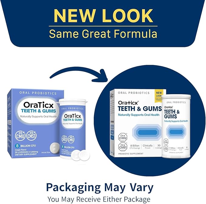 OraTicx Teeth & Gums Oral Probiotics, 8 Billion CFU - Naturally Supports Oral Health, Fresh Breath, and Immunity, Dental Probiotic Supplement, Grape Flavor 30 Lozenges 1-PK