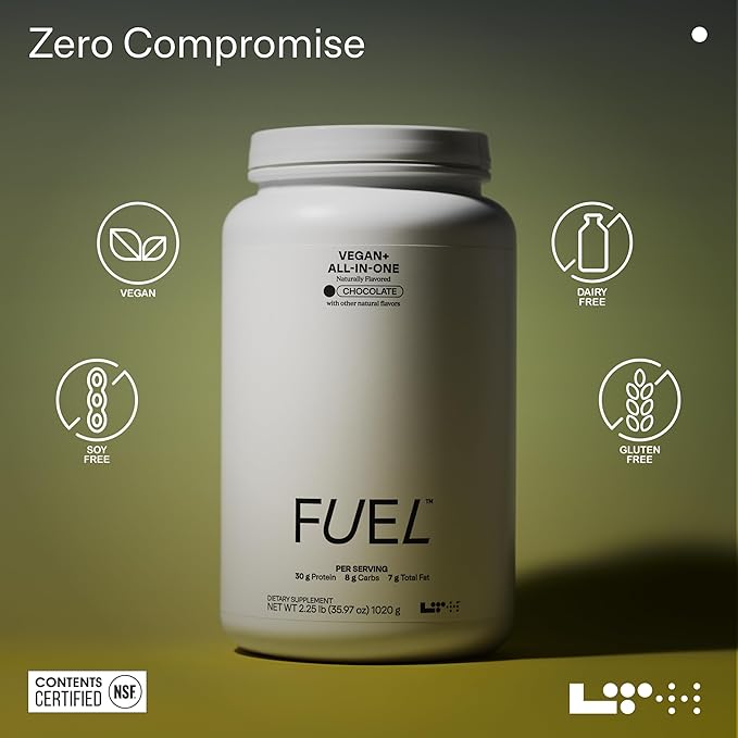LTH Fuel Vegan & All-in-One - Trusted by Life Time Fitness Members - 30g Protein - Plant-Based Protein Meal Replacement - Vitamins, Minerals, Digestive Enzymes & Probiotics - Chocolate, 20 Servings