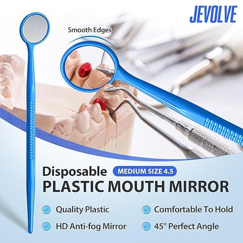100 PCs Dental Mouth Mirrors by JEVOLVE | Blue Oral Dental Mirror for Crafting, Jewelry Making, Painting, Model Building, and DIY Projects – Clear Reflection, Easy Handling, Multi-Purpose