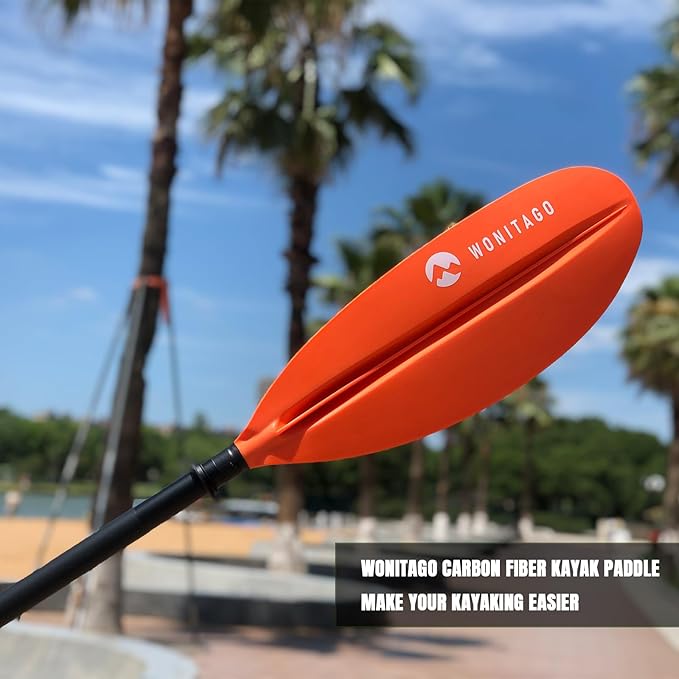 Kayak Paddle Premium Carbon Fiber Paddle with Reinforced PP + Fiberglass Blade, Floating Adjustable Kayaking Oars, 3 Piece, 220-240 cm/86-94 Inches, 240-260 cm/94-102 Inches