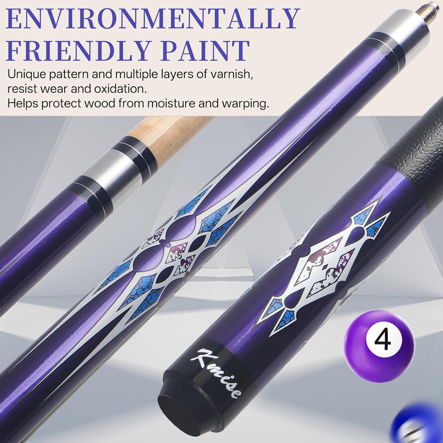 Kmise Pool Cue Stick Set - 58 Inch Pool Cues, 18~21Oz Canadian Maple Professional Billiard Cues Sticks, Pool Sticks for Adults, Multiple Colors, Pool Stick for Bar House Pool Tables Sports