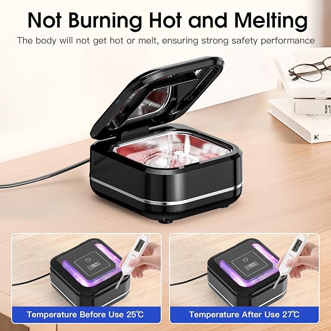 HAUSBELL Dental Pod: Ultrasonic Retainer Cleaner, Denture Cleaner Machine with 8 Cleaner Tablets, Aligner Cleaner, Nightguard Cleaner, Mouthguard Cleaner, Ultrasonic Cleaner with Noise-Reduction Lid