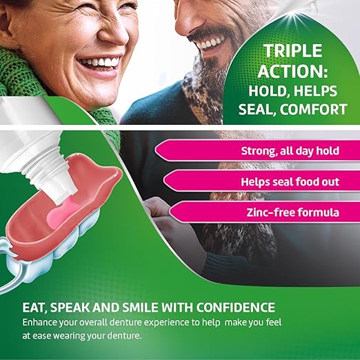 Original Denture Adhesive Cream, Zinc Free Denture Cream for Dentures - 2.4 Ounces (Pack of 1)