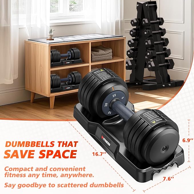 Adjustable Dumbbells Set of 2, 1 Hand Adjustable Weights Dumbbells Set, 5 in 1/10 in 1 Free Dumbbell with Anti-Slip Texture Handle, 25/55/80lb Pair Weight Set For Home Gym Suit both Men and Women