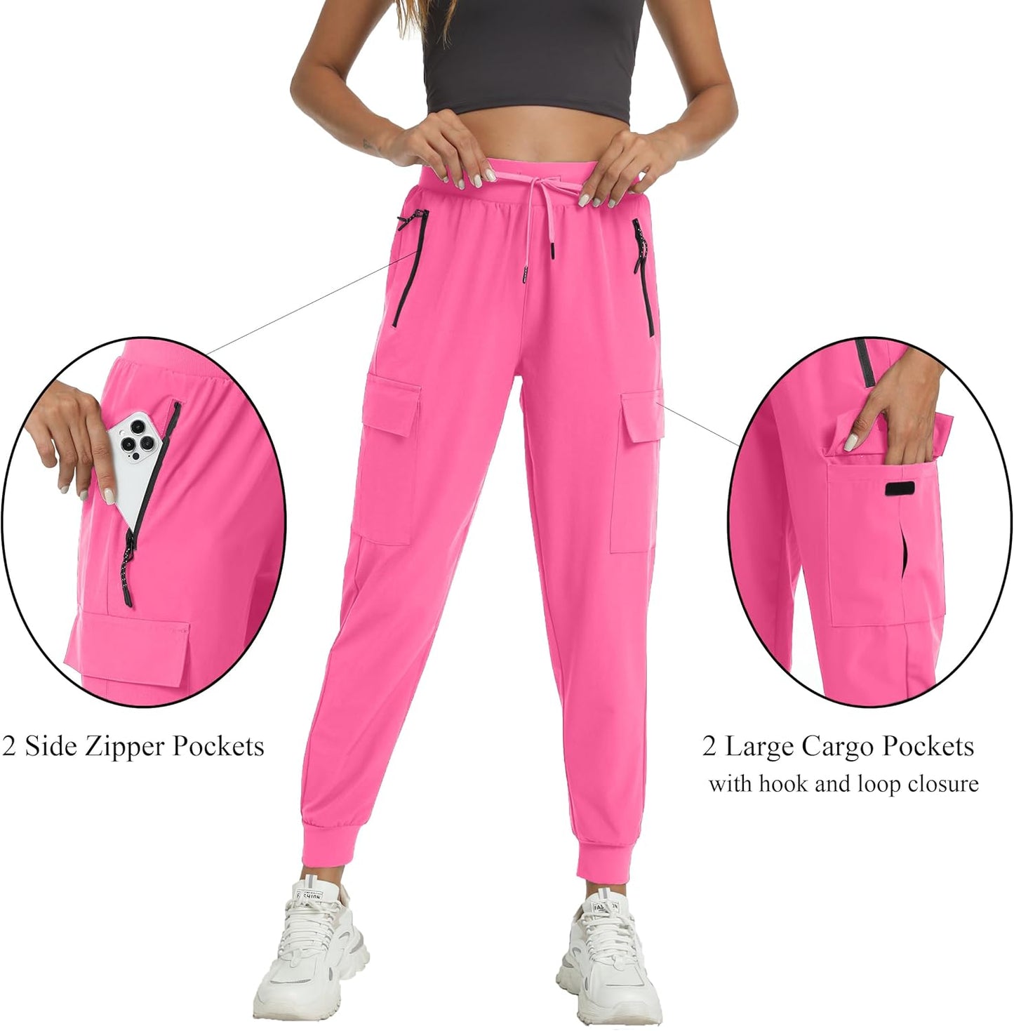 Kcutteyg Womens Water Resistant Hiking Pants with Pockets Quick Dry Soft Athletic Workout Joggers Pants for Camping Travel