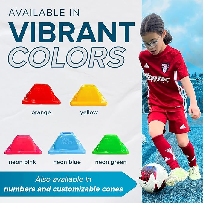 LVL10 Pro Training Cones - 2" Mini Soccer Cones for Sports Training - for Basketball, Football, Basketball and Agility Drills - Soccer Field Markers That Won't Crack, Slide or Fly