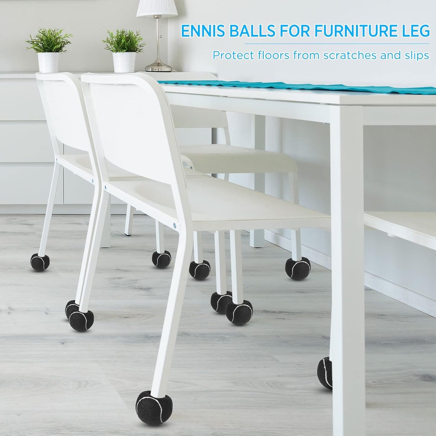 24 Pcs Precut Tennis Balls for Furniture Legs and Floor Protection Chairs Desks Furniture Tennis Balls for Chairs Feet Long Lasting Foot Covers(Black)
