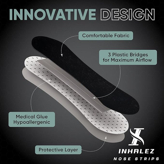 Performance Nasal Strips for Breathing | Nose Strips for Breathing | 30 Count Pack | Oil & Sweat Proof Adhesive | Nasal Stips for Sleeping | Extra Strength Adhesive | Fits All Size |