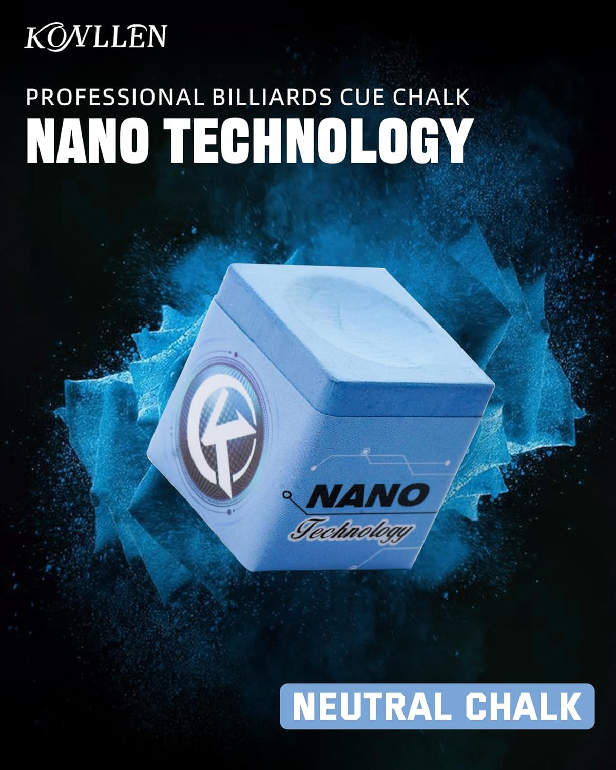 KONLLEN Pool Cue Chalk Nano Technology Billiard Chalk for Professional Tournament Dedicated Pool Chalk (Outstanding Performance, Reduce Miscue, Durable)