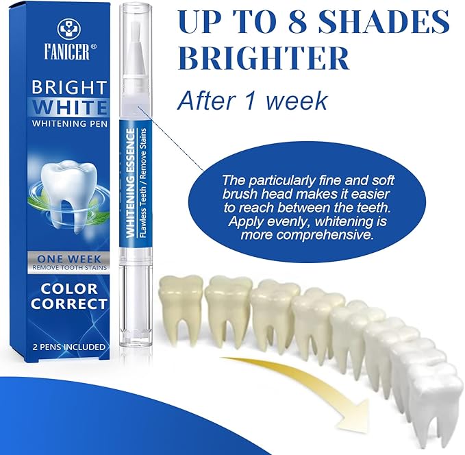 2 Count Teeth Whitening Pen, Teeth whitening Stick,Teeth White Gel, Great for Tooth Whitening, User-Friendly, Beautiful White Smile, Mint Flavor