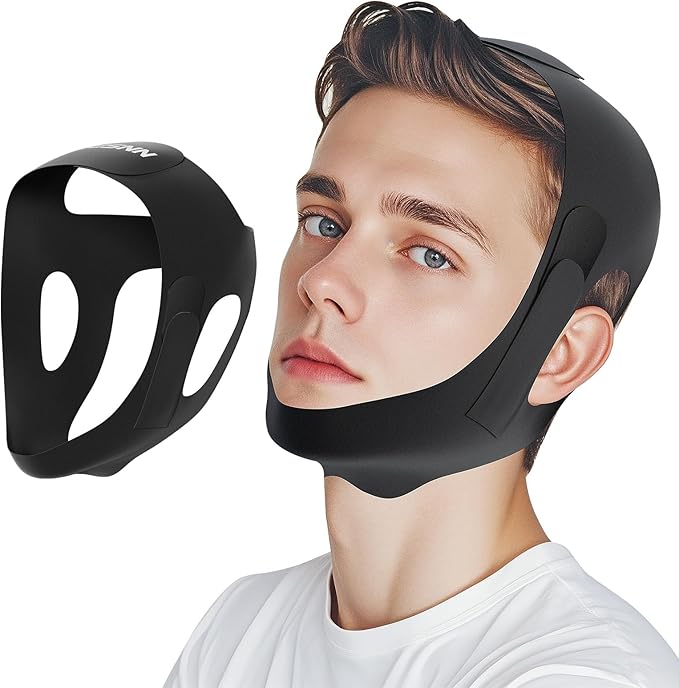 Chin Strap for Sleeping,Anti Snore Chin Strap for CPAP Users,Anti Snoring Devices Breathable and Reusable for Men and Women,Simple and Effective Snoring Solution