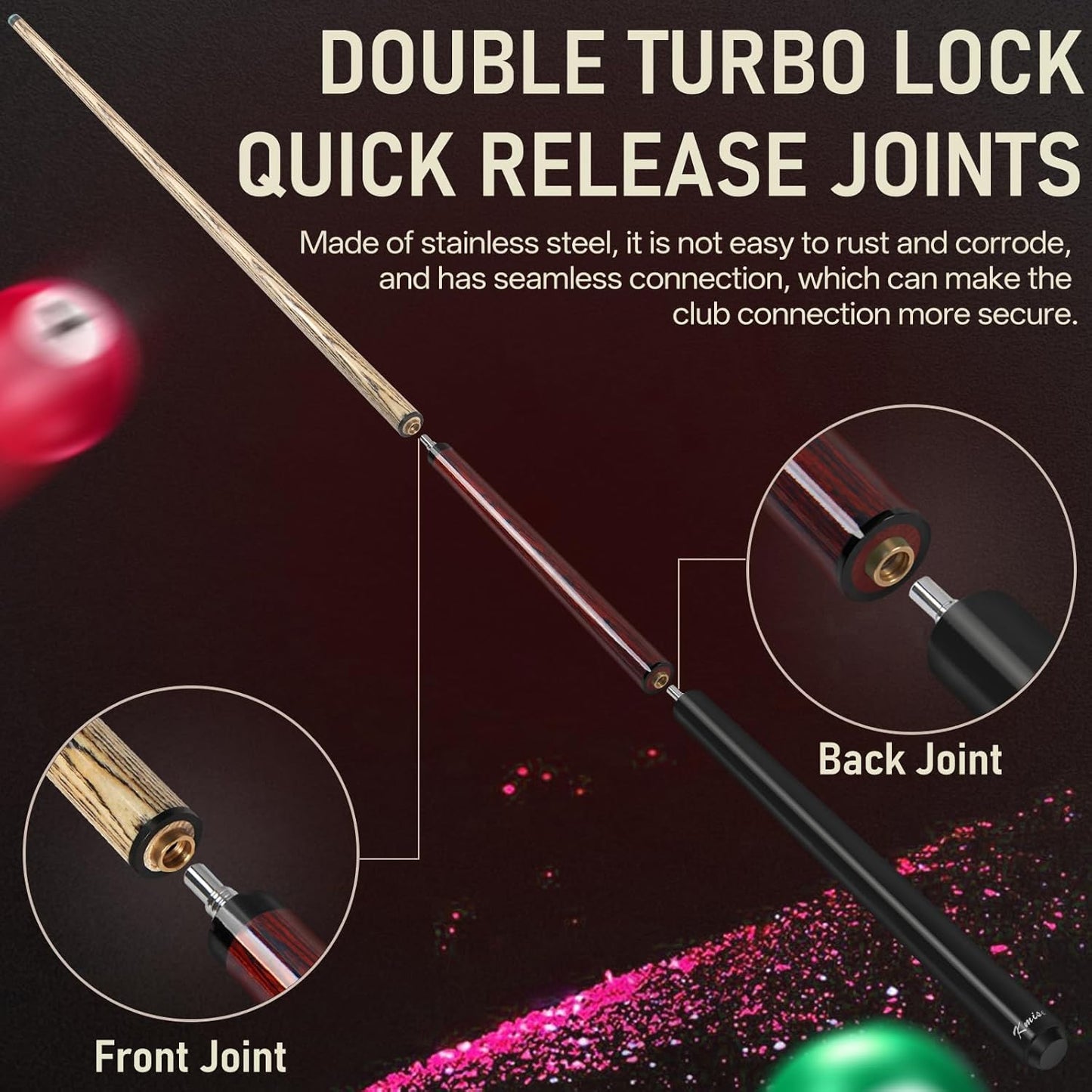 Kmise Break Jump Cue Stick - 21oz 23oz 25oz 28oz Pool Stick for Explosive Breaks and Effortless Jumps, Heavy Hitter Jump&Break Pool Cue with 14mm Pro Breaking Tip, Includes Pool Chalk and Glove