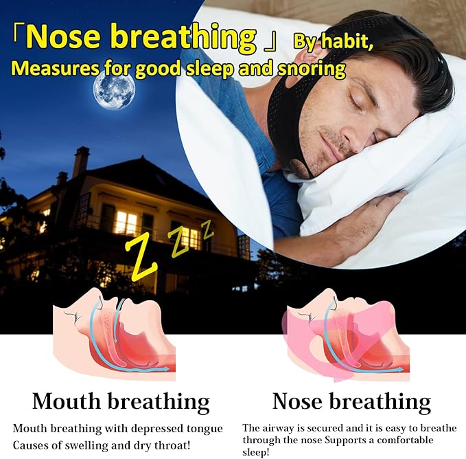 Chin Strap for Sleeping.Anti Snoring Chin Strap for CPAP Users,Adjustable and Breathable Chin Strap,Keep Mouth Closed for Effectively Reduce Snoring,Don't Fade,Skin Friendly Comfortable Sleeping